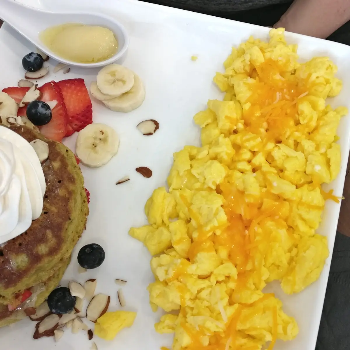 White Chocolate Strawberry Matcha Pancake Platter