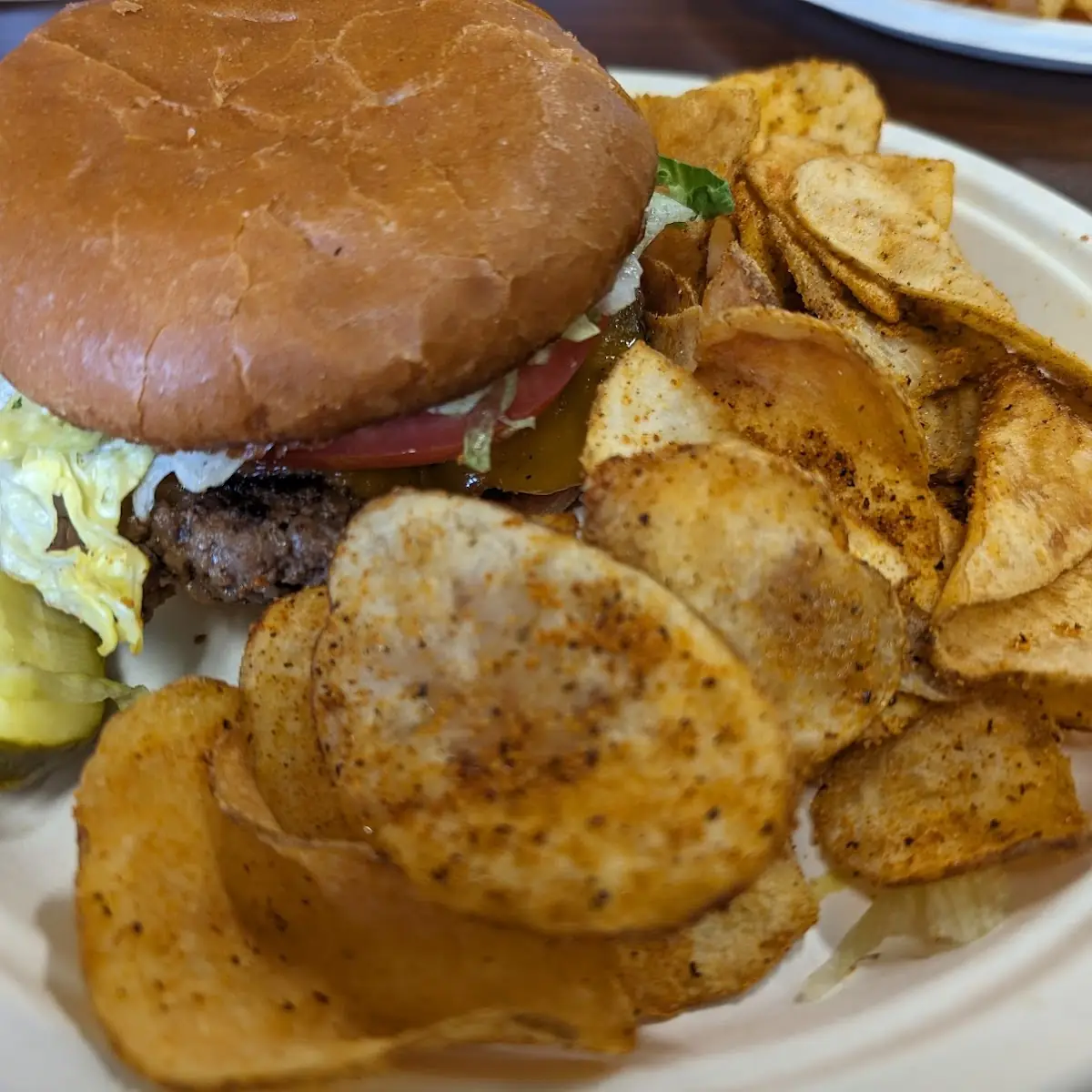 Bison Burger with Homemade Chips