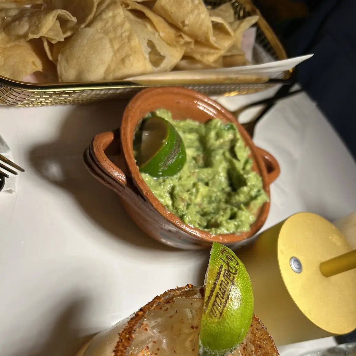 Guacamole with Tortilla Chips and Cocktail
