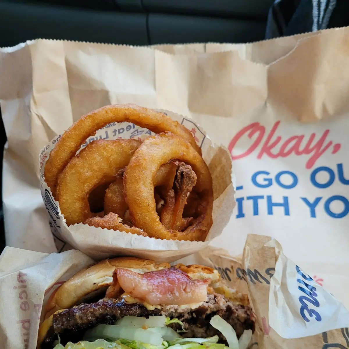 Bacon Cheeseburger & Onion Rings