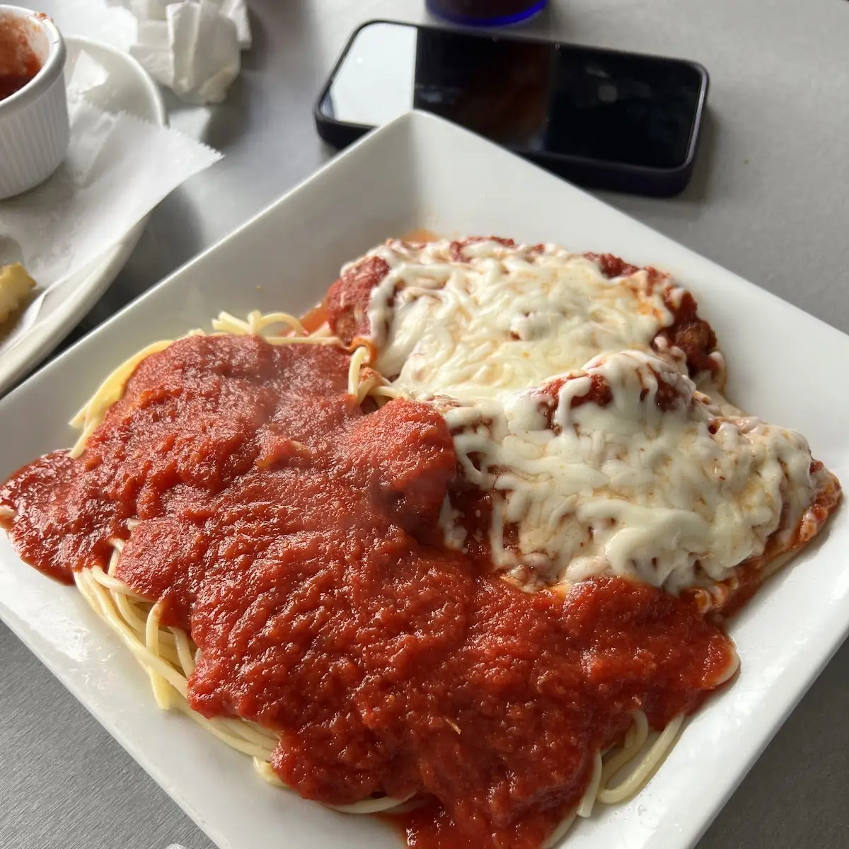 Chicken Parmigiana with Spaghetti