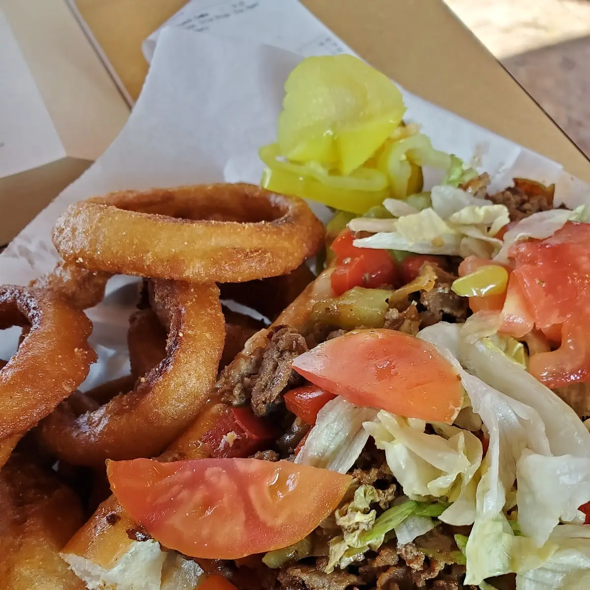 Philly Cheese Steak with Onion Rings