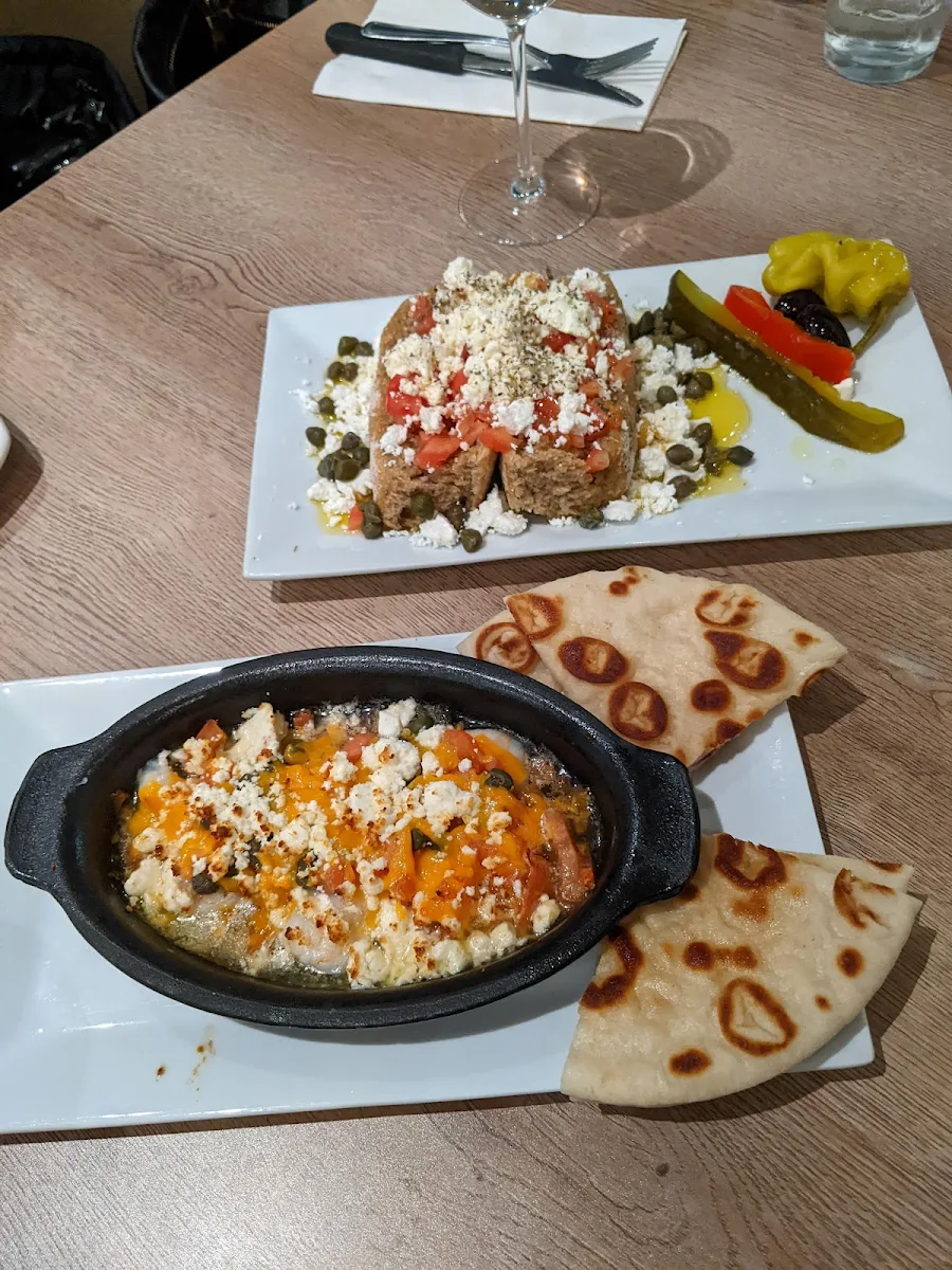 Ionian Garlic Shrimp and Dakkos