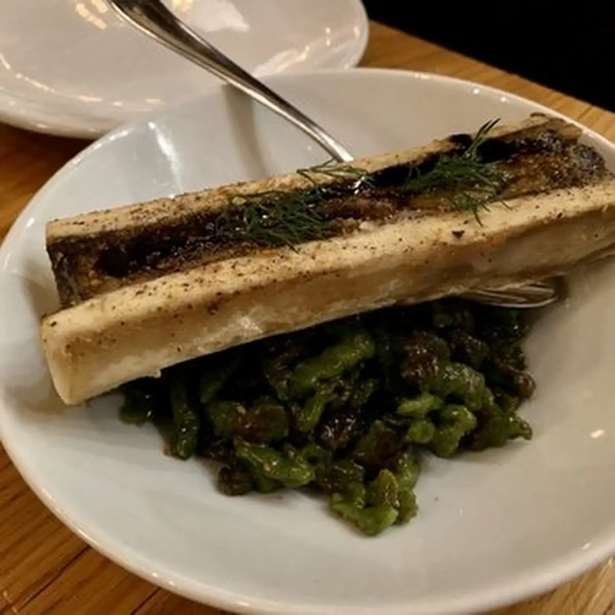 Roasted Marrow Bone Spinach Gnocchetti Crispy