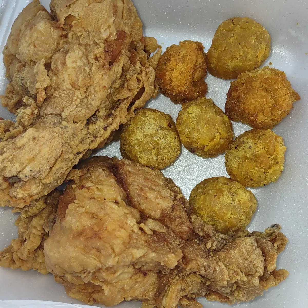 Fried Chicken and Mofongo Balls