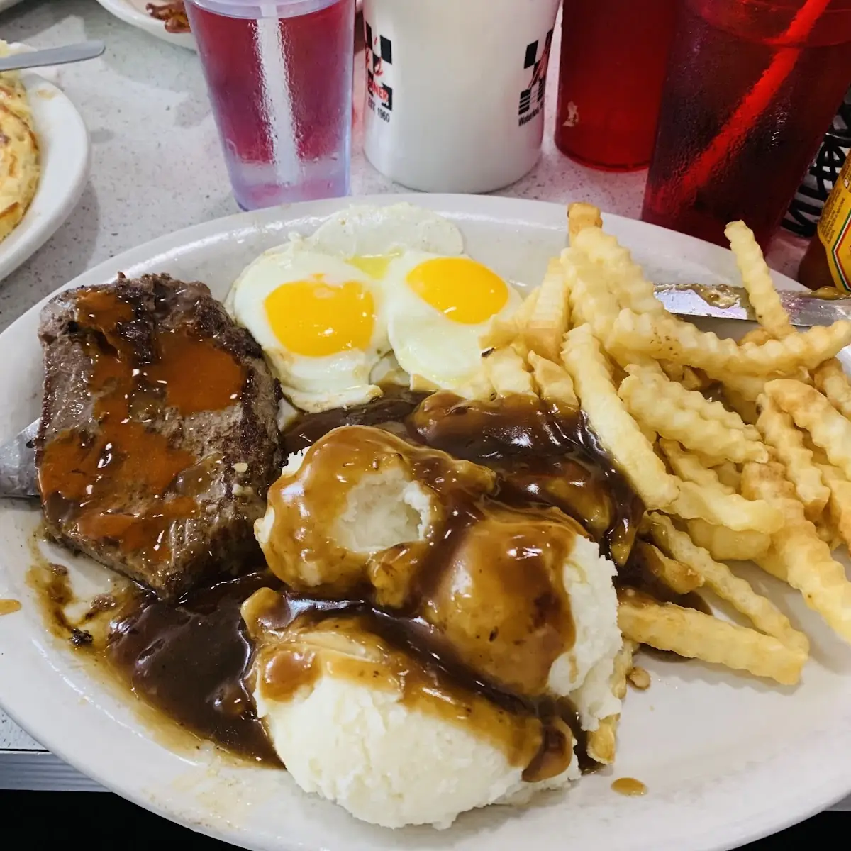 French Fries and Mashed Potatoes