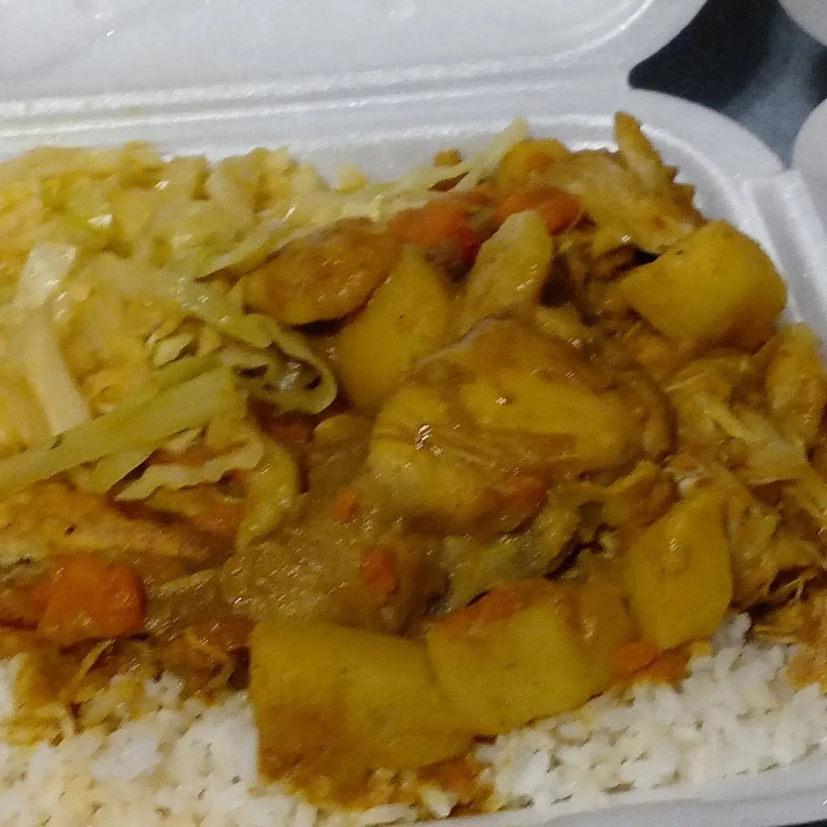 Chicken Curry with White Rice and Coleslaw