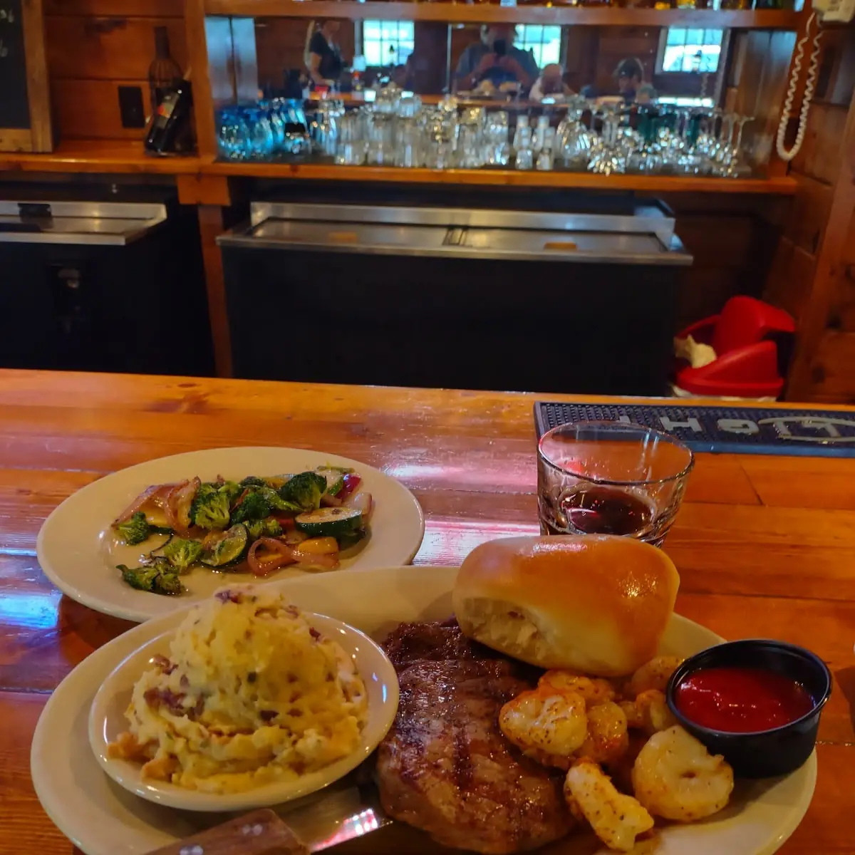 Steak and Shrimp Roasted Vegetables Loaded Mashed Potatoes