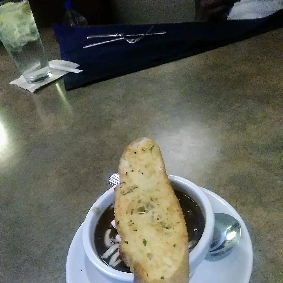 Black Bean Soup with Garlic Parmesan Bread