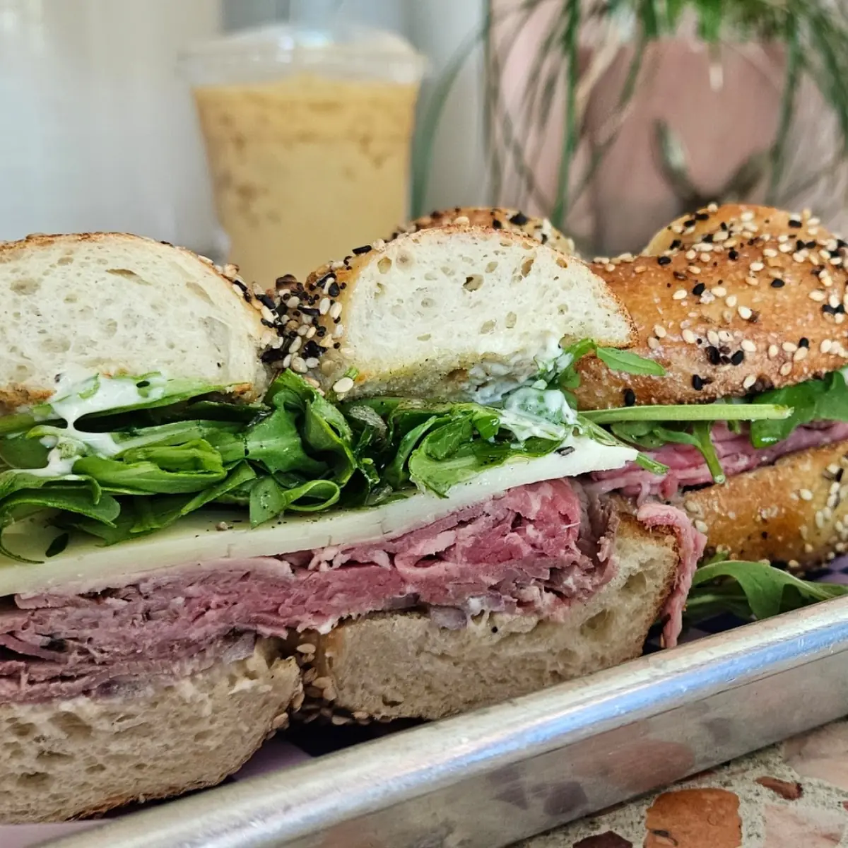 Arugula and Cheese Bagel