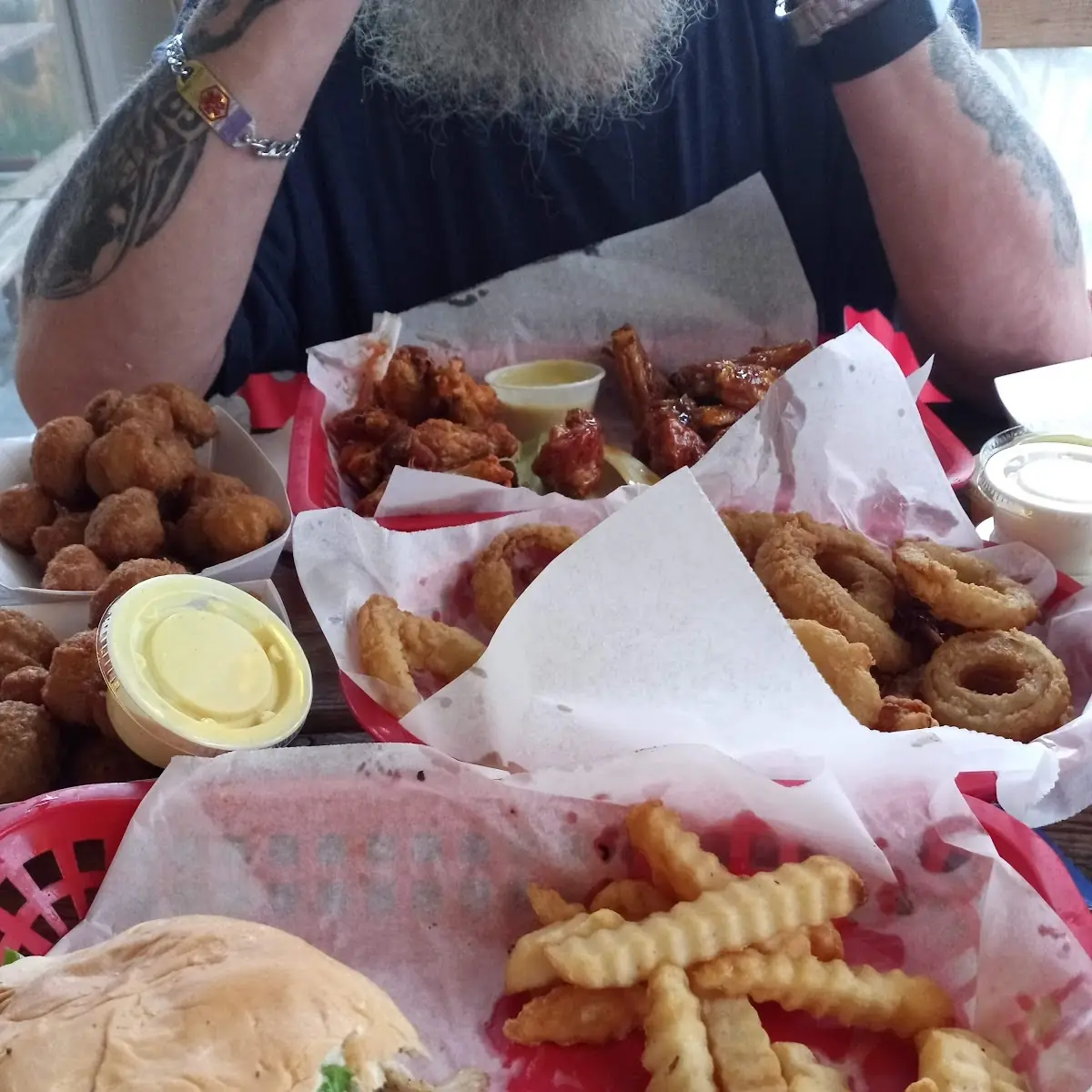 Onion Ring Basket Wings Mushrooms