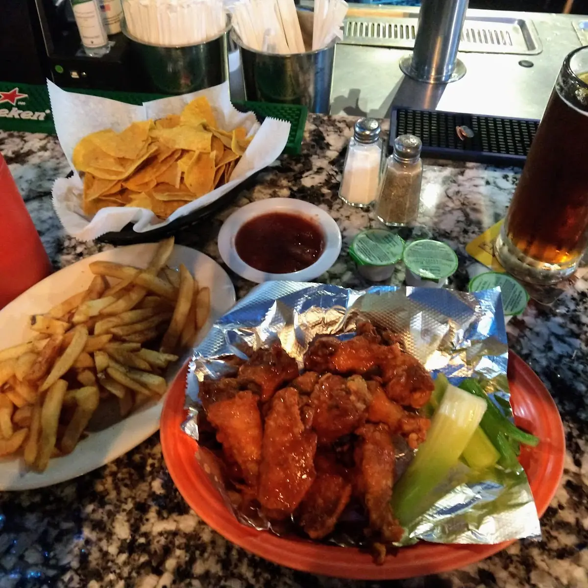 Spicy Chicken Wings and Fries