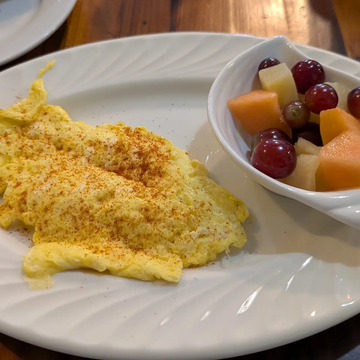 Farm Fresh Scrambled Eggs and Fruit Cup