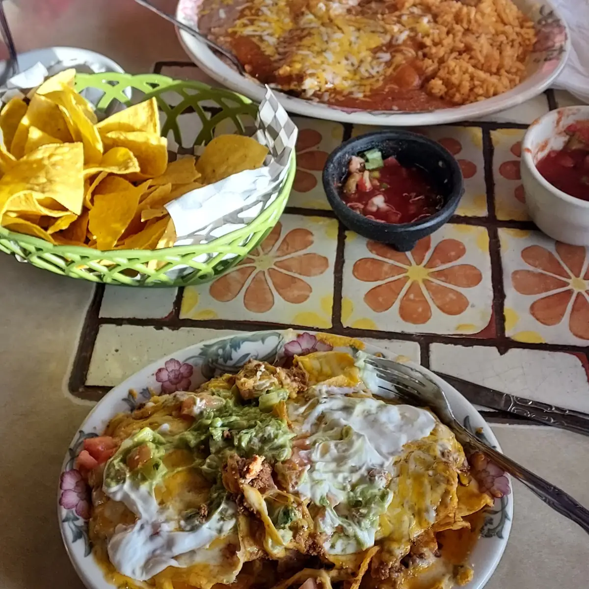 Super Nachos Enchiladas and Chips with Salsa