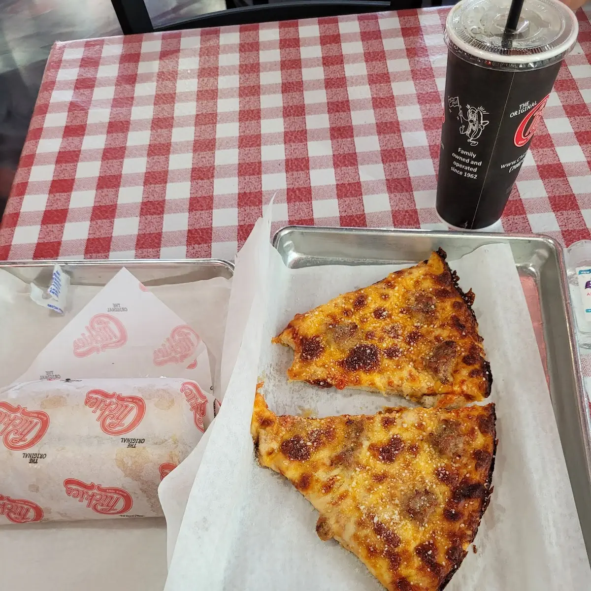 Jumbo Sausage Pizza Slice with Drink