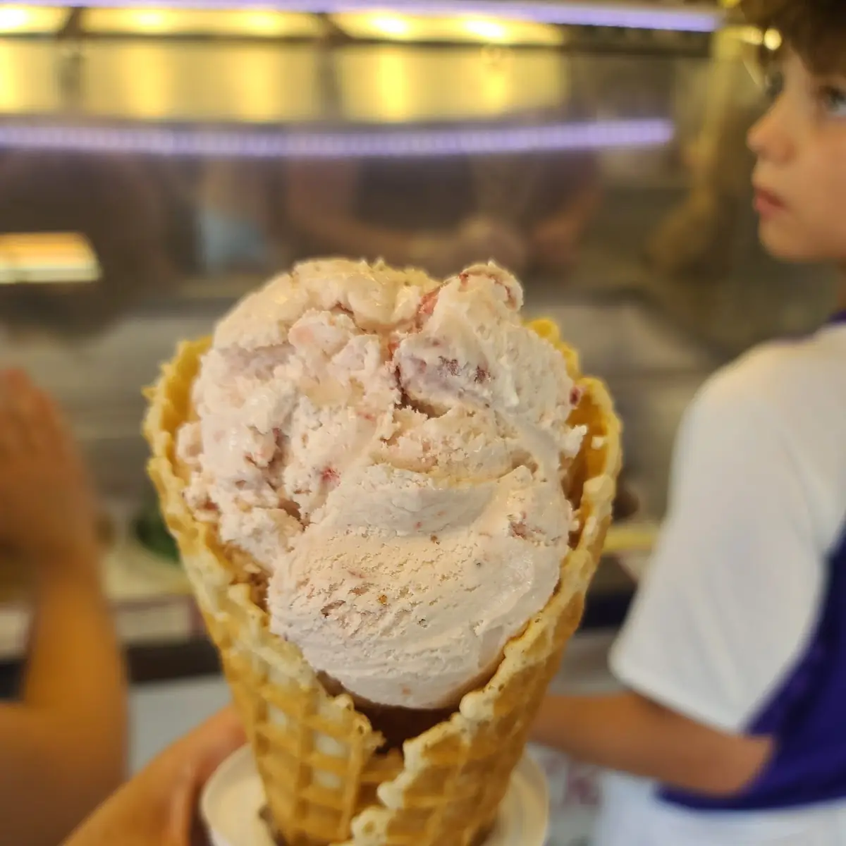 Strawberry Ice Cream Waffle Cone
