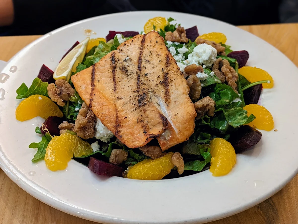 Goat Cheese & Beet Salad with Salmon