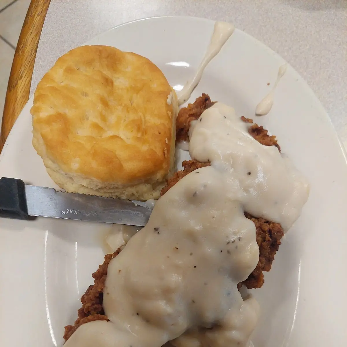 Fried Chicken with Gravy and Biscuit
