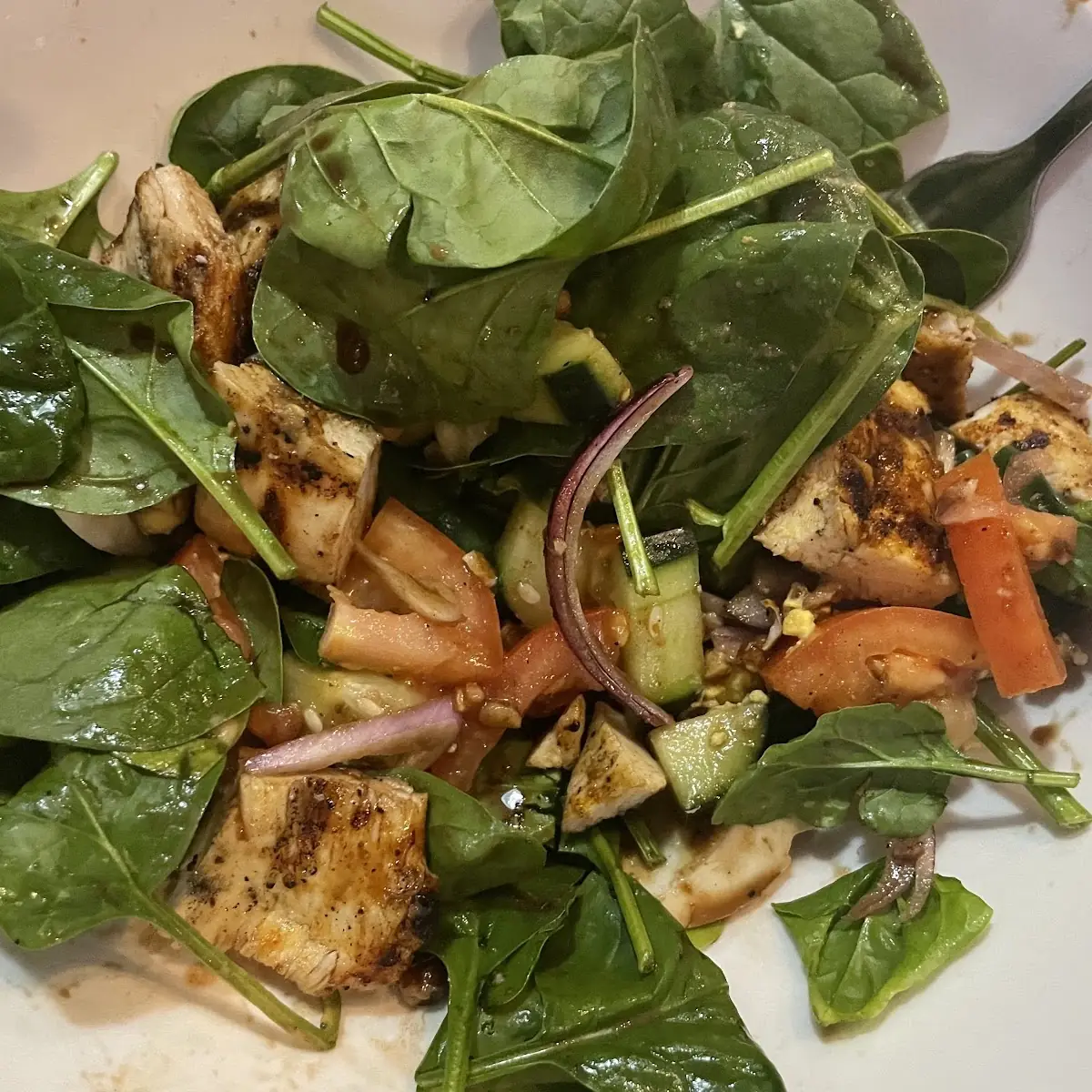 Blackened Chicken Spinach Salad