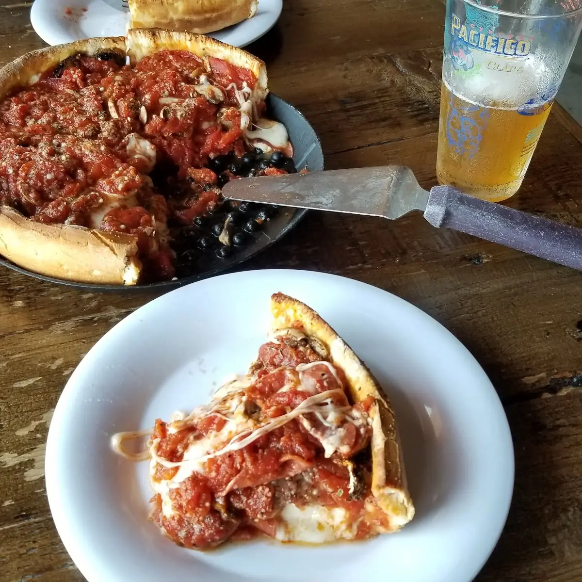 Deep Dish Peperoni and Mushroom Pizza