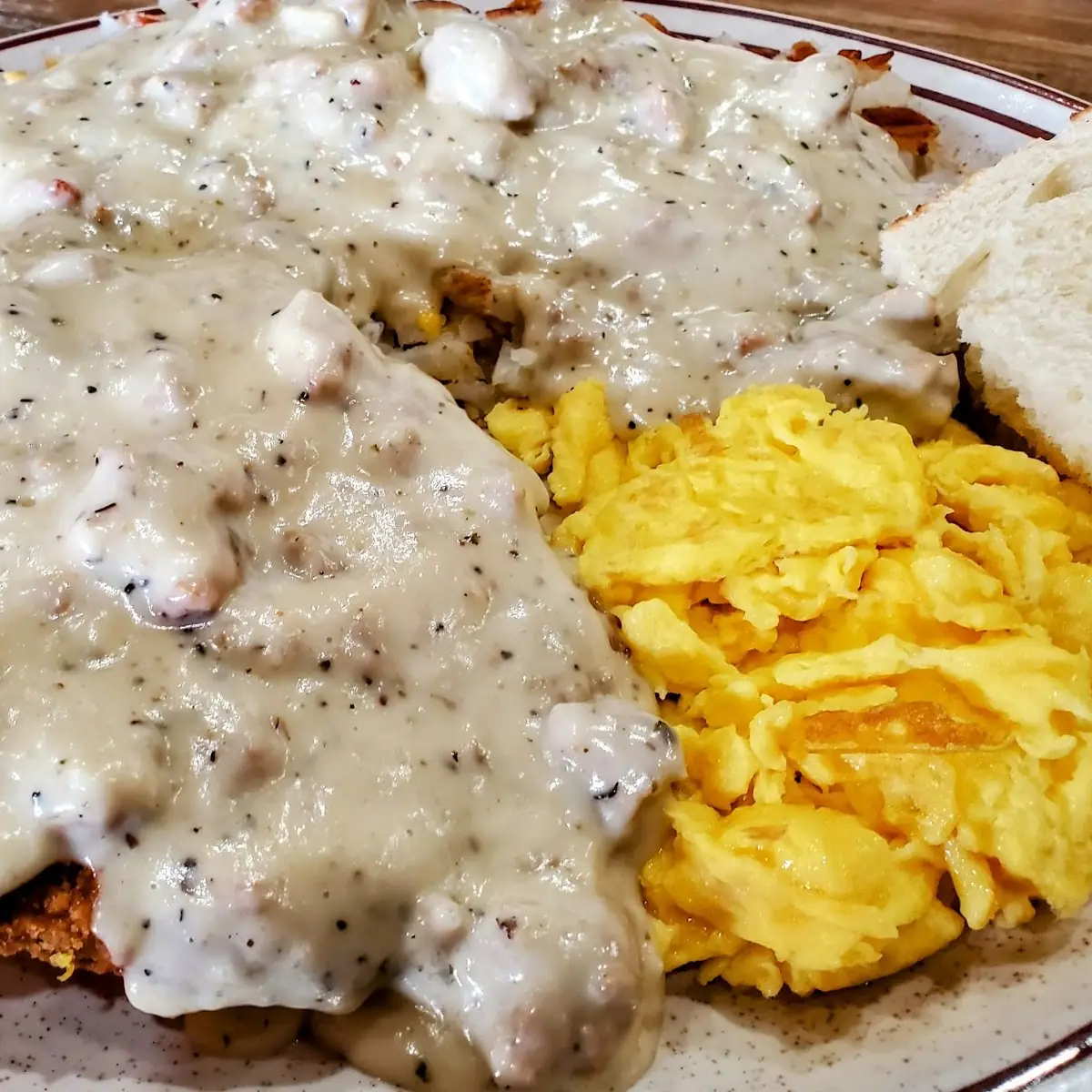 Chicken Fried Steak and Eggs with Covered Hashbrowns