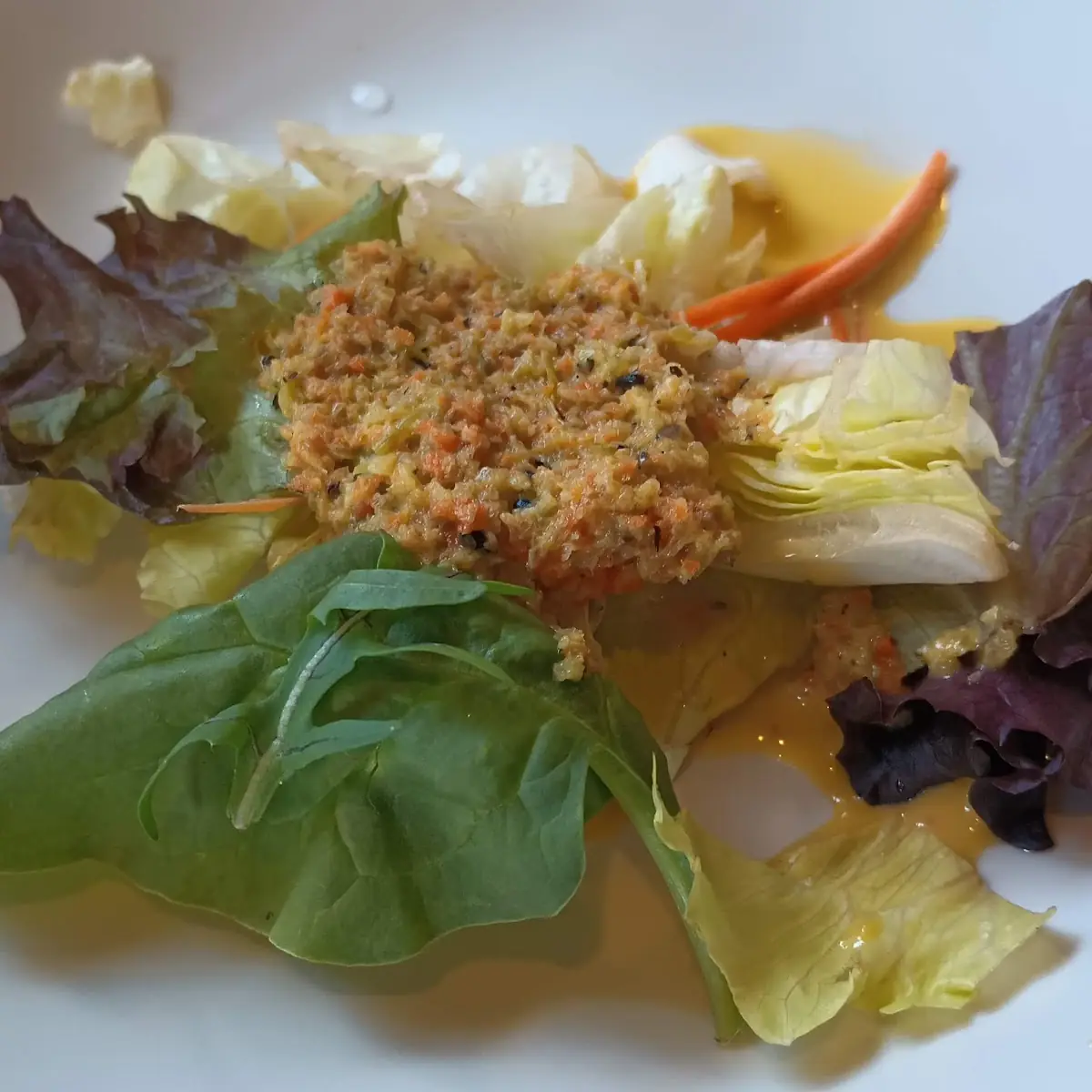 House Salad Lunch with Ginger Miso Dressing
