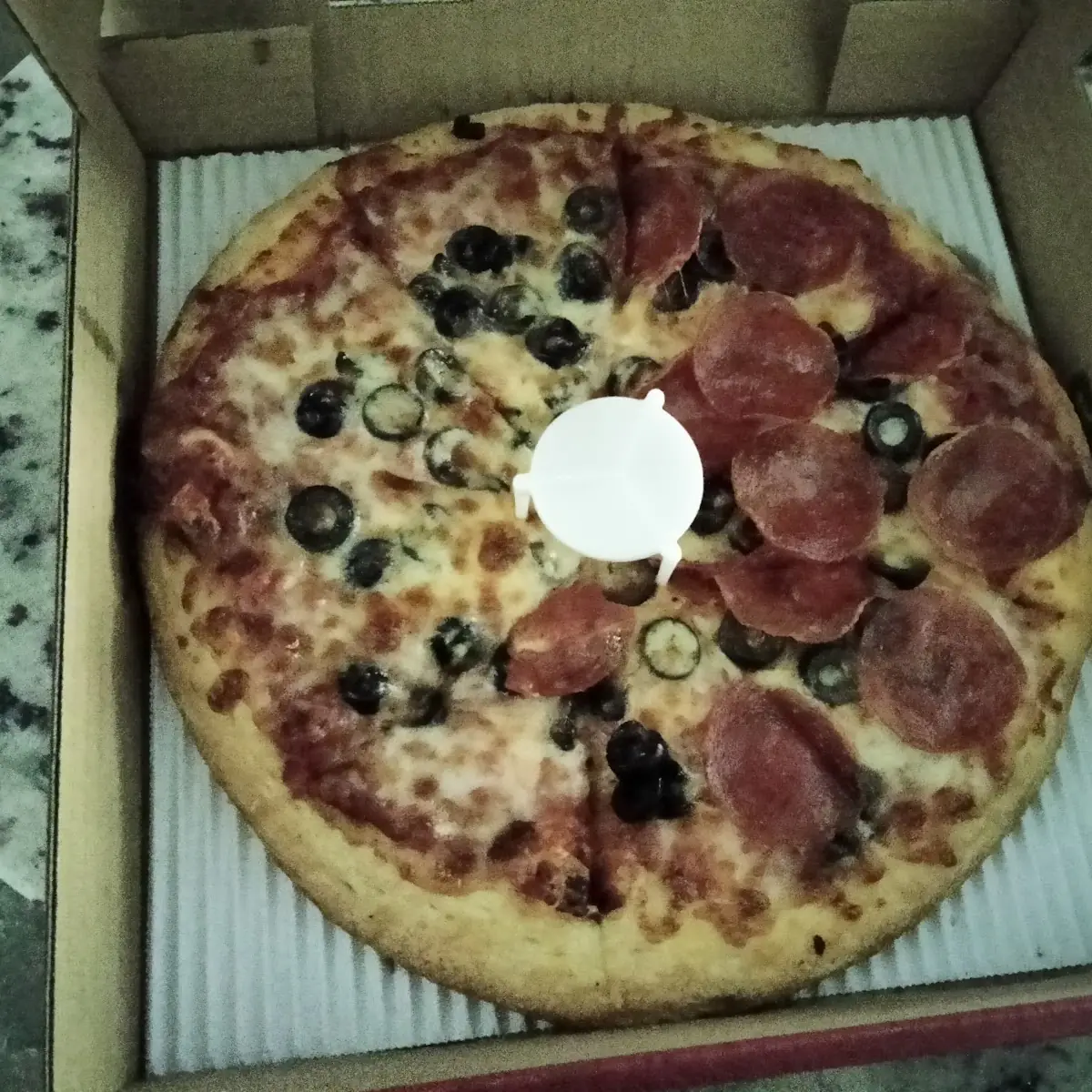 Half Black Olive Half Pepperoni Pizza