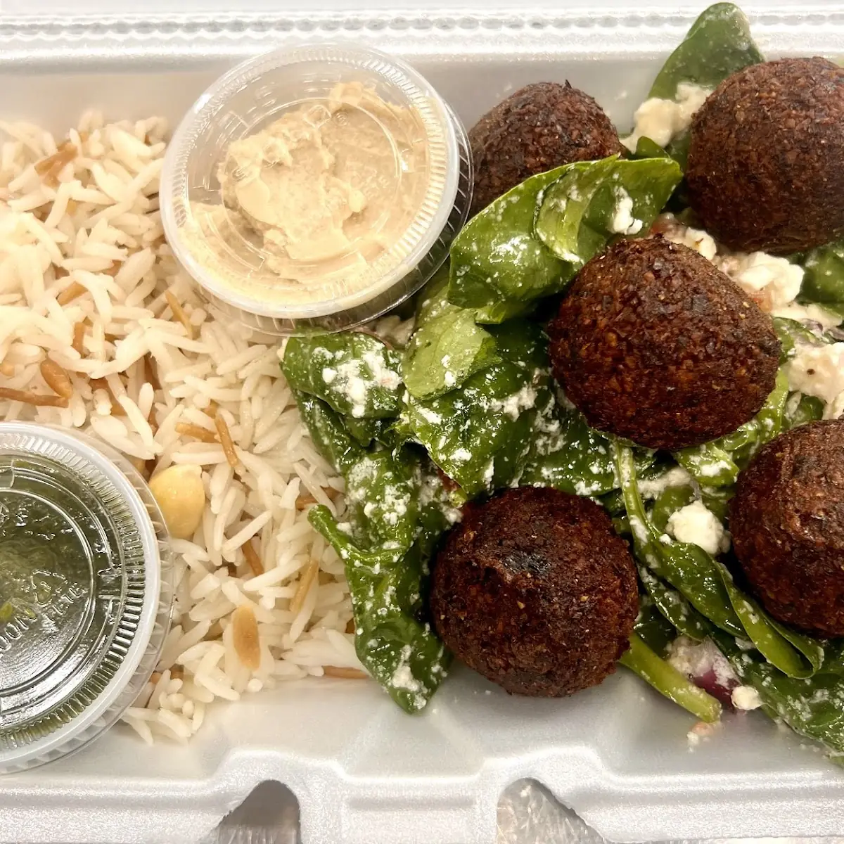 Kofte Platter Side Z's Salad Rice Pita Bread