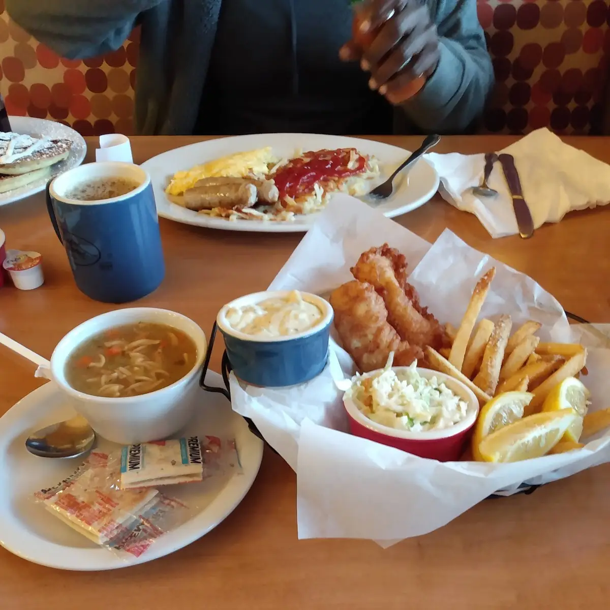 Fried Cod and Chips and Coleslaw