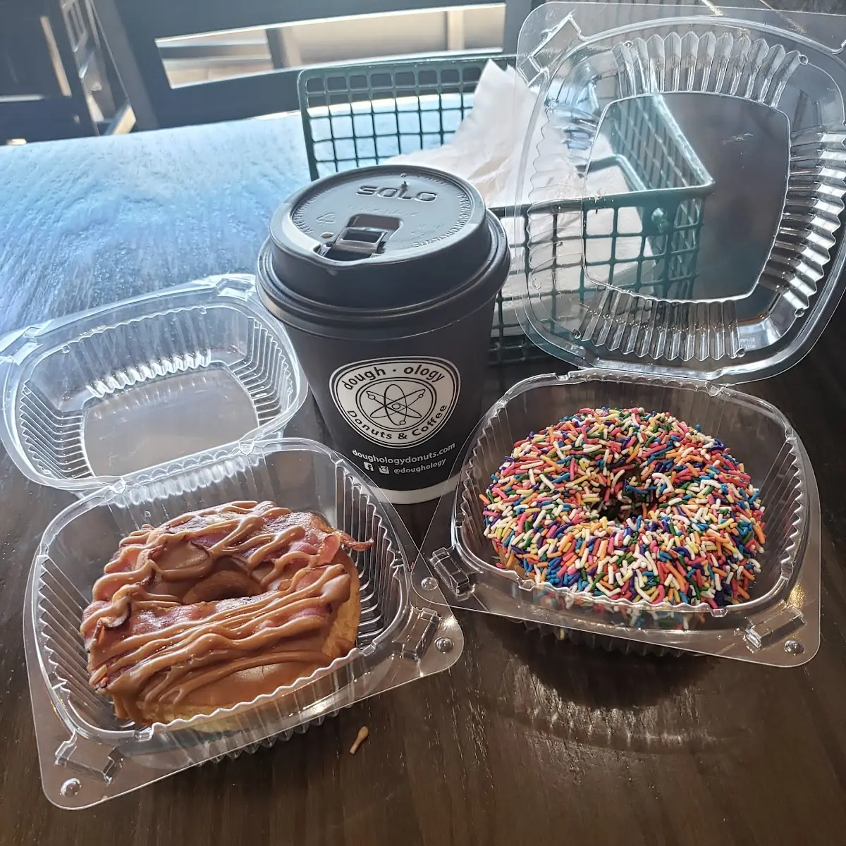 Maple Bacon Donut and Chocolate Sprinkle Donut