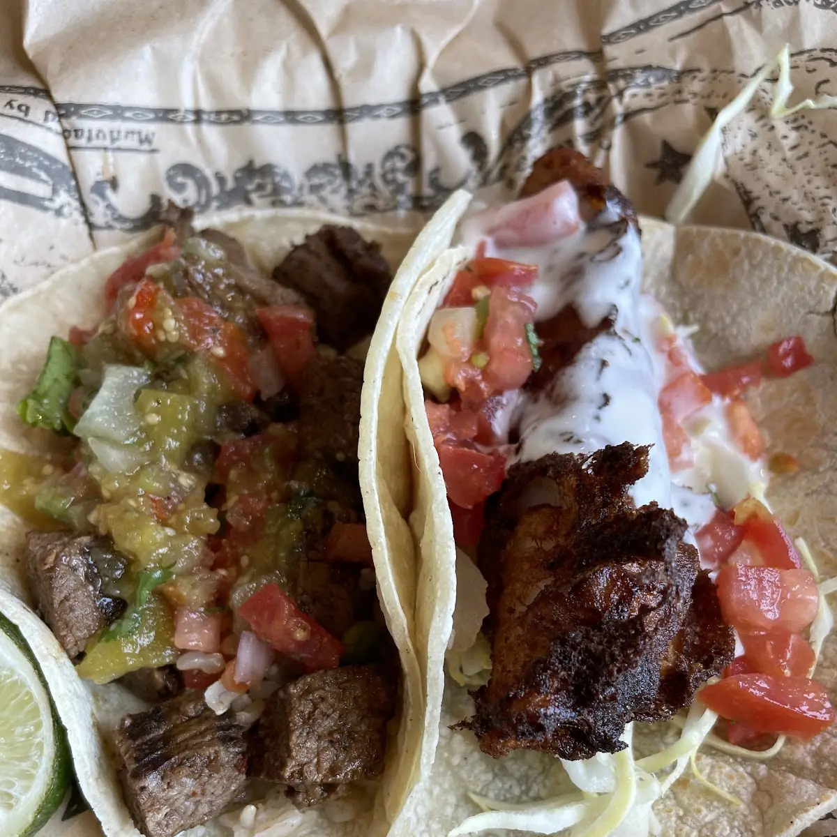 Carne Asada Taco and Chicken Tacos