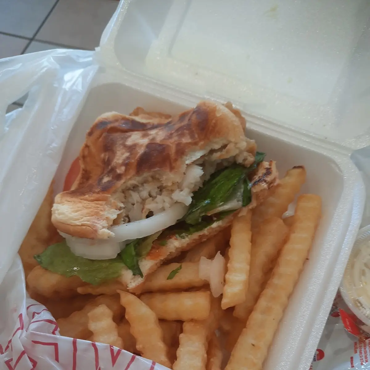 Fried Fish Sandwich and French Fries