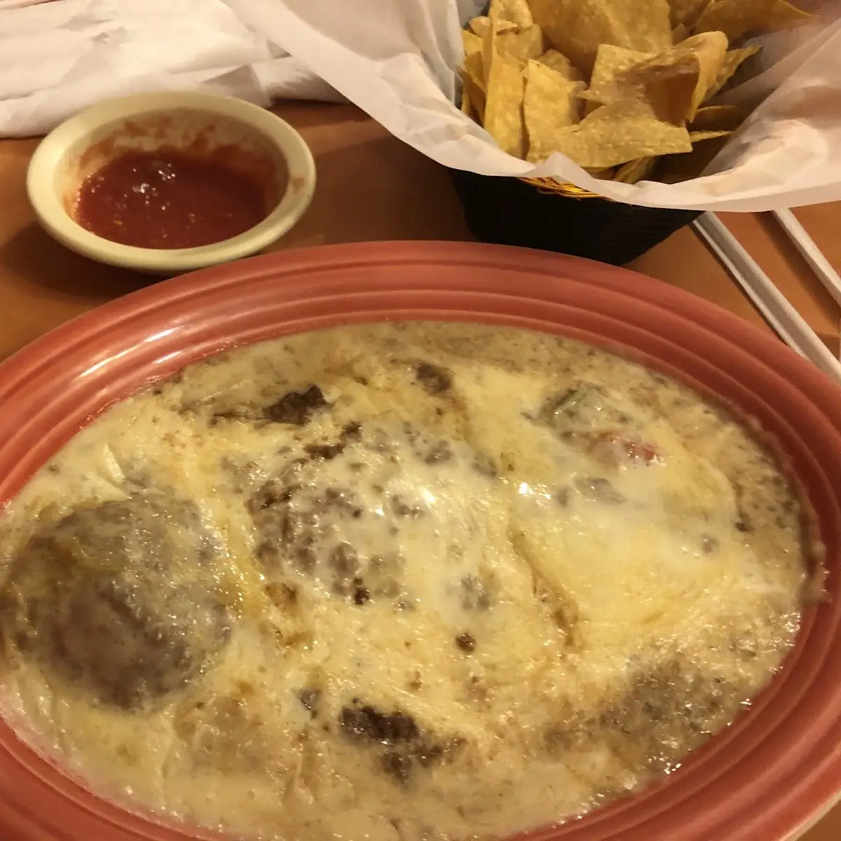 Two Tacos One Enchilada & One Chile Con Queso