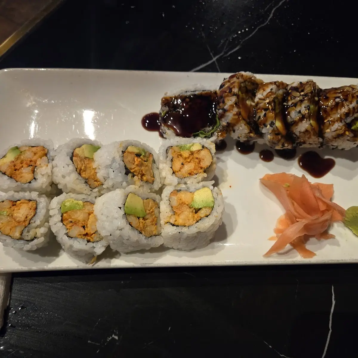 Avocado Roll and Spicy Tuna Roll