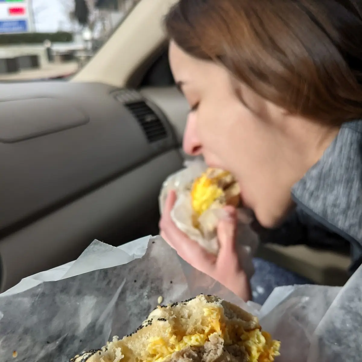 Sausage Egg and Cheese on Everything Bagel