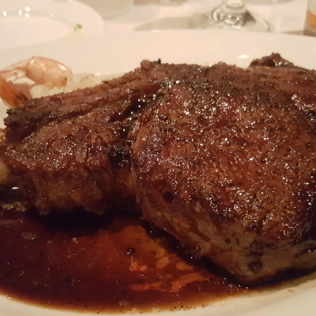 Bone in Ribeye with Shrimp