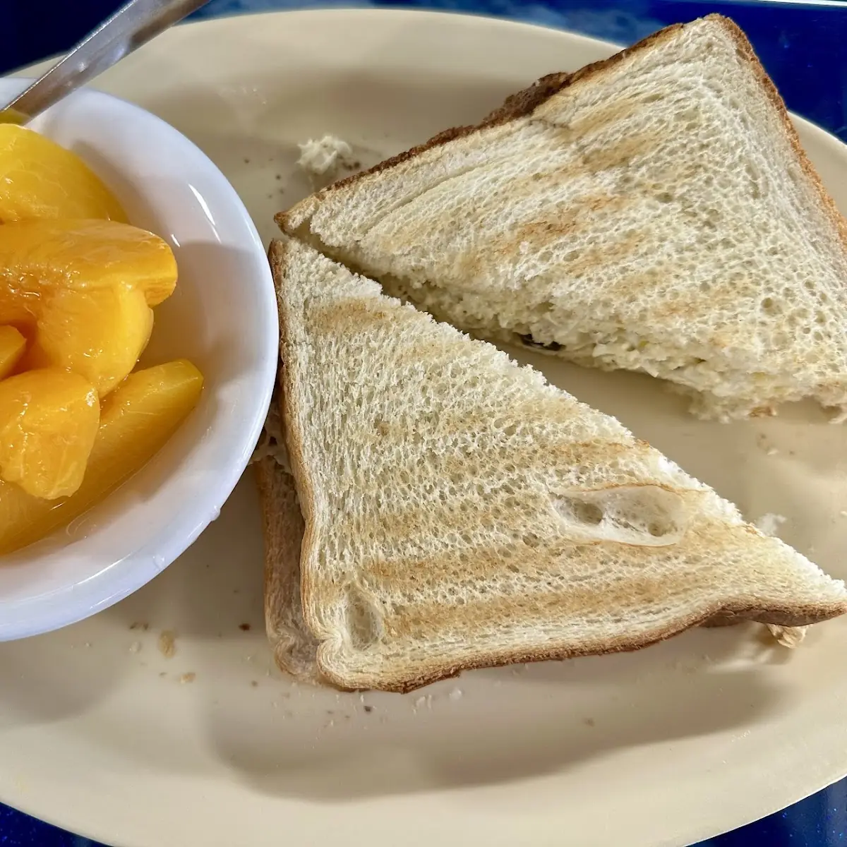 Chicken Salad Sandwich and Peaches