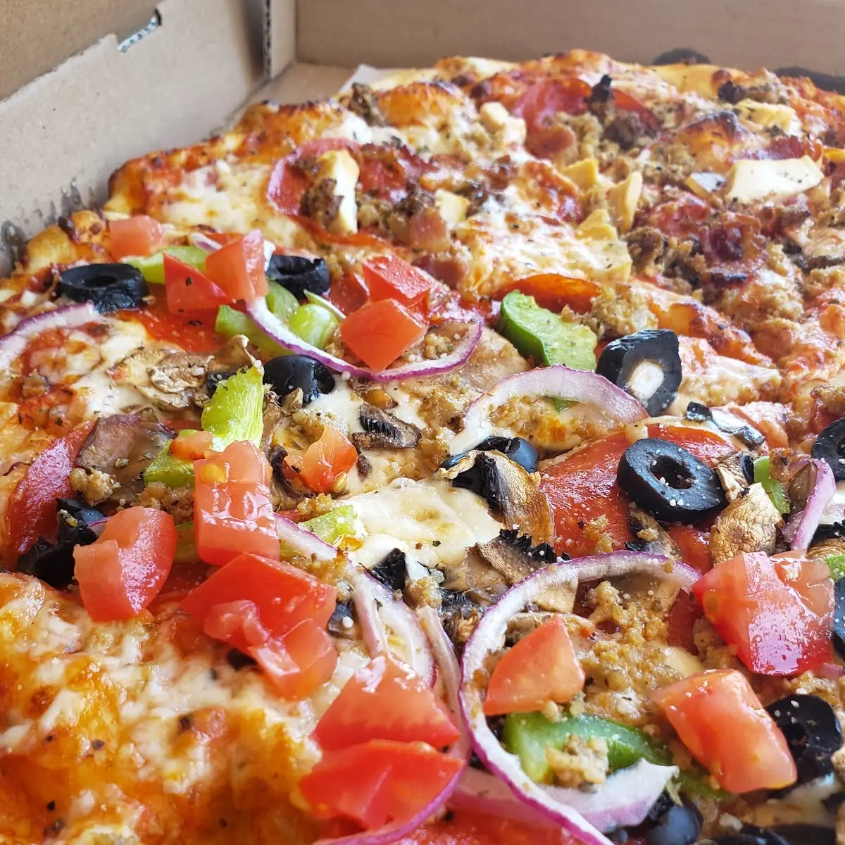 Half Combo Half All Meat Pizza