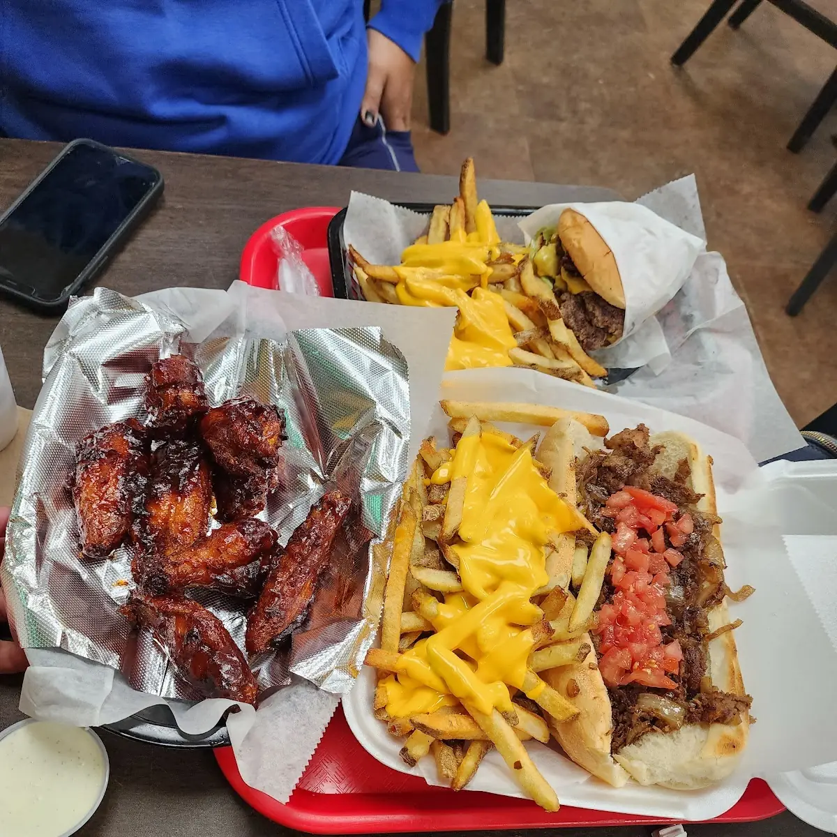 Wings Steak Philly and Cheese Burger Combo