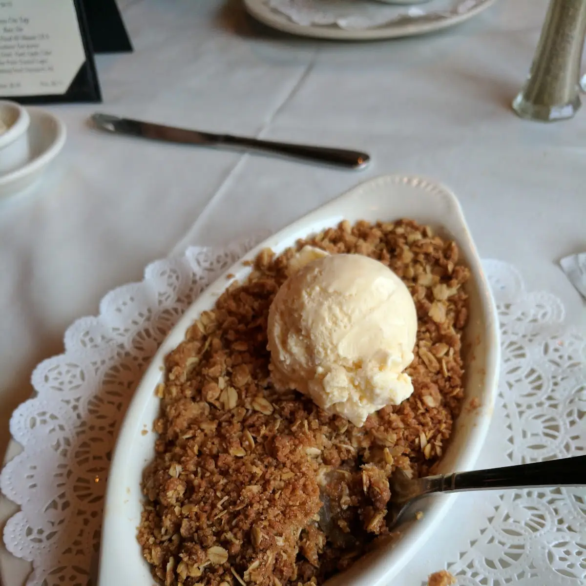 Warm Apple Crisp with Cinnamon Ice Cream