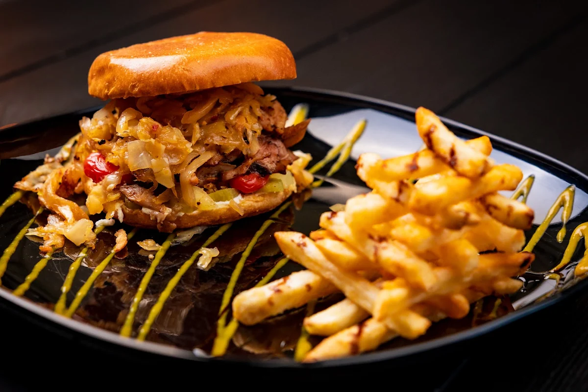 Jerk Chicken Burger & Fries