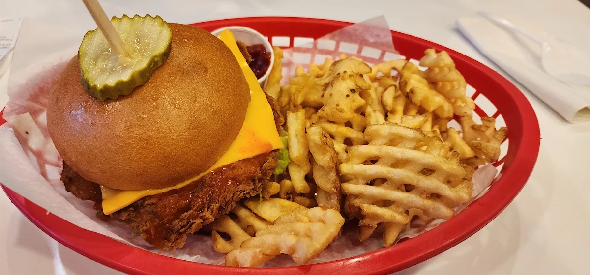 Hot Chicken Burger and Fries