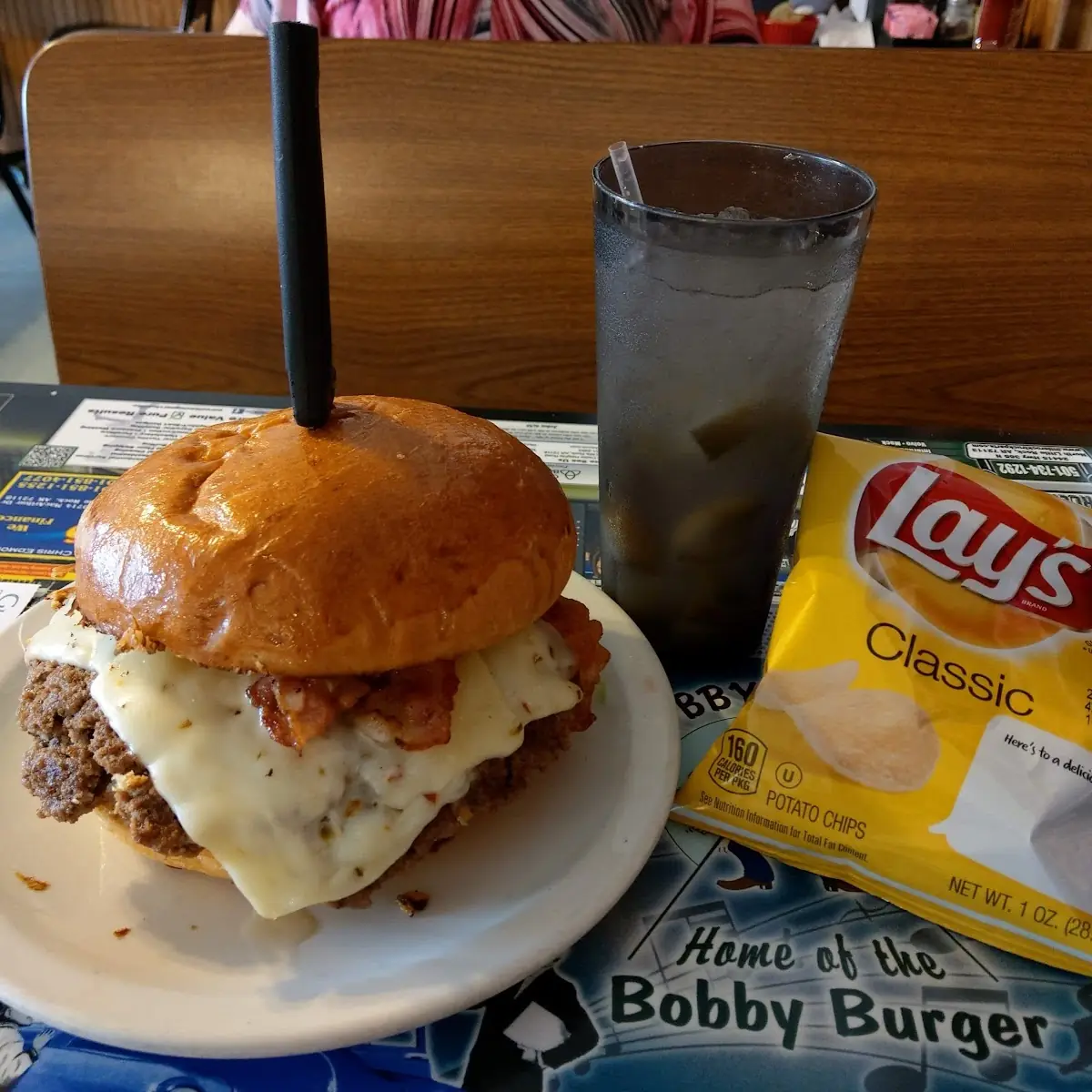 Bobby Burger Chips and Drinking Water