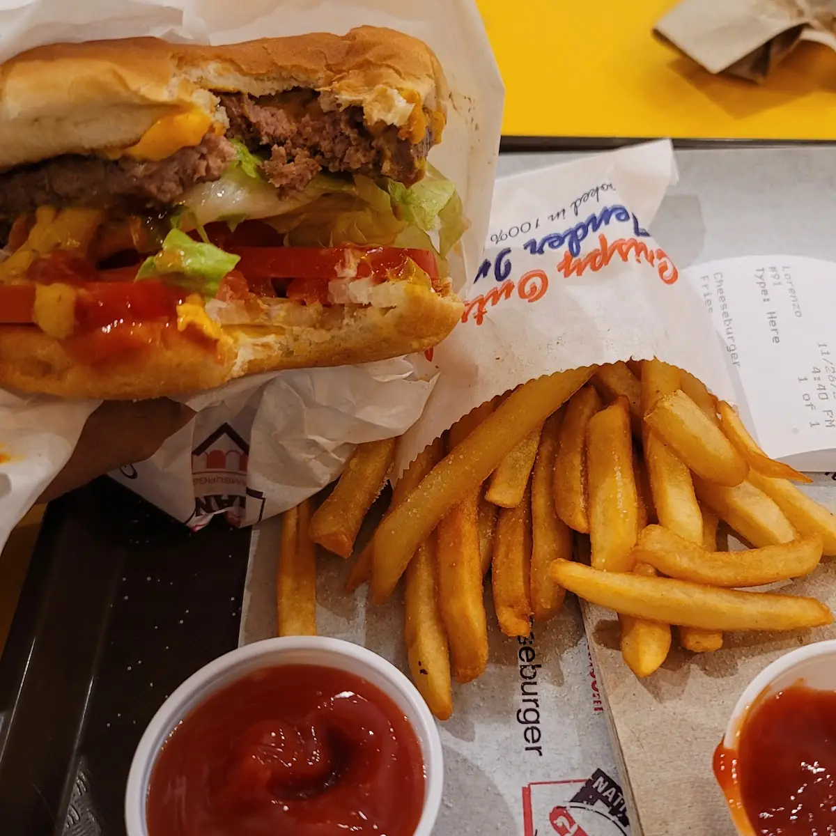 Cheese Burger and Fries