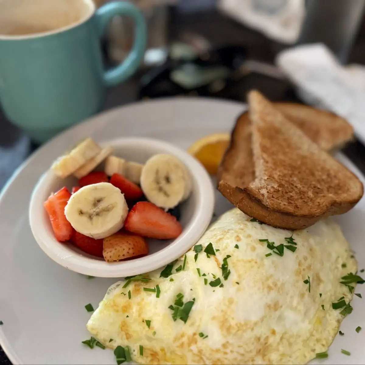 White Egg Omelette with Fresh Fruit