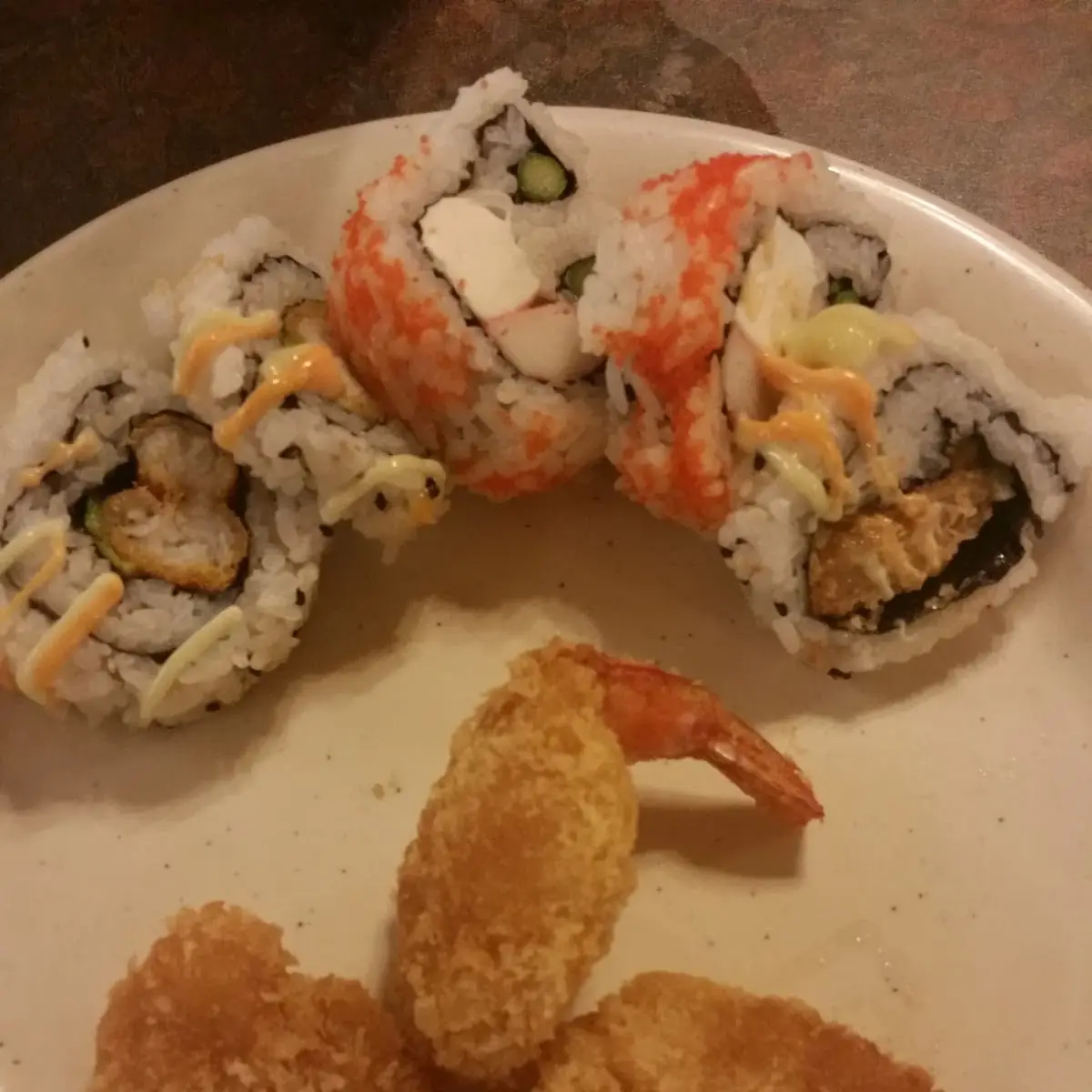 Sushi and Fried Shrimp