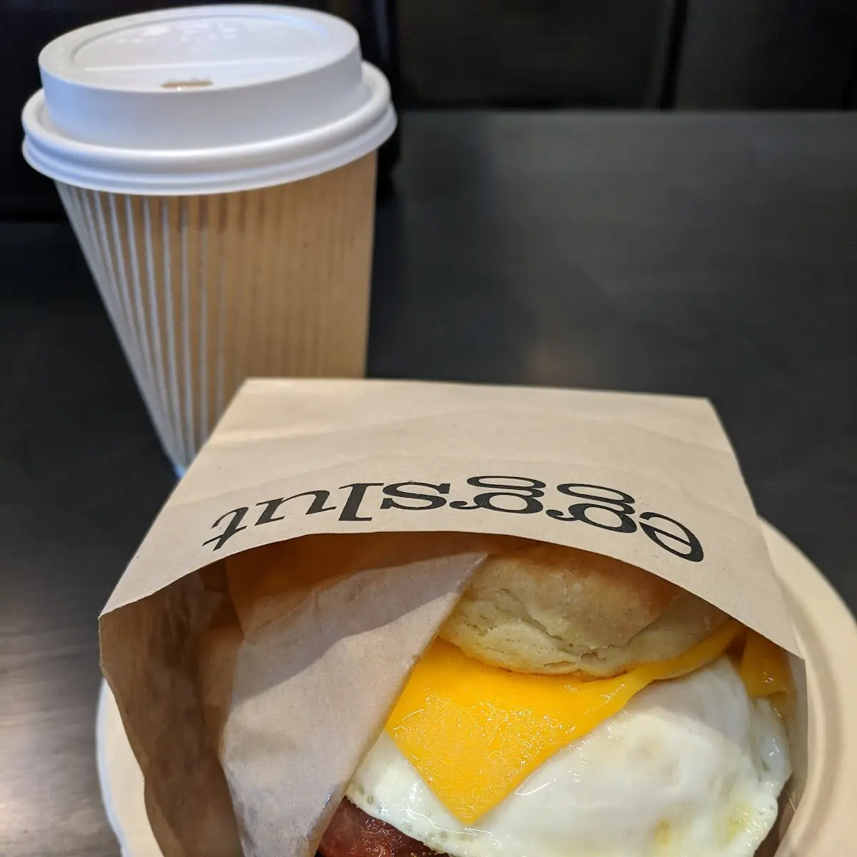 Bacon Egg and Cheese Sandwich on a Biscuit