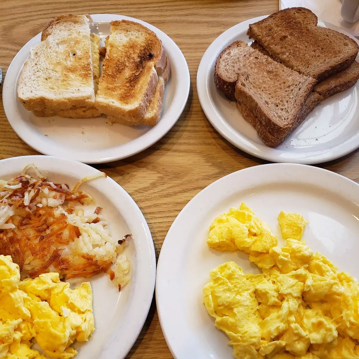 2 and 3 Scrambled Eggs & Toast with Hashbrowns