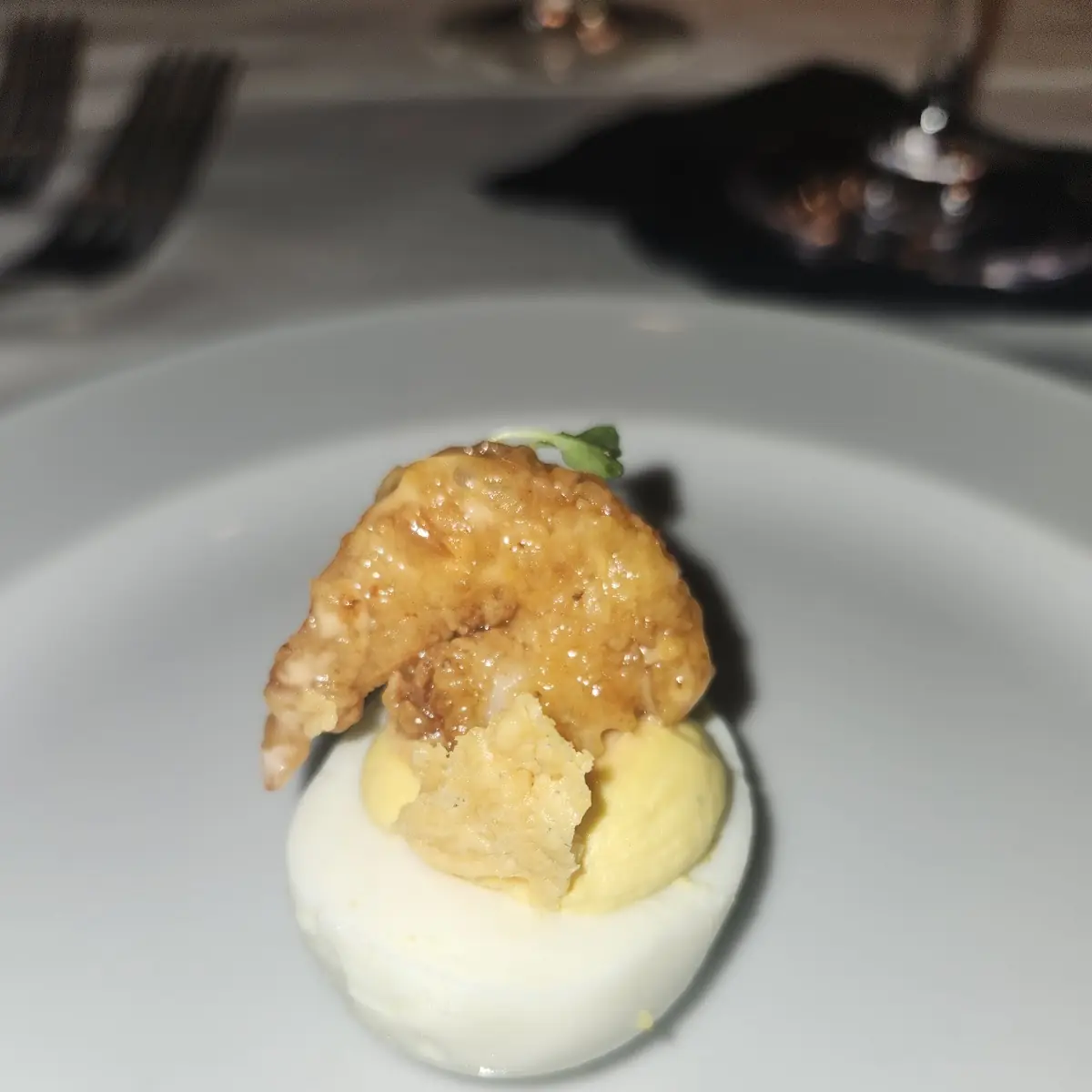 Crispy Shrimp Deviled Eggs