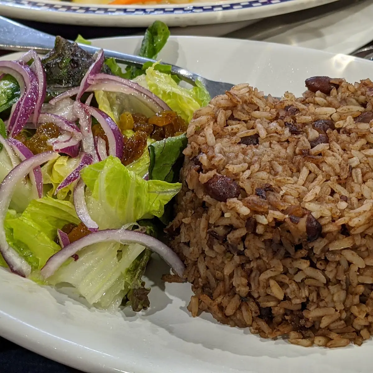 Rice & Peas and Salad
